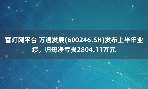 富灯网平台 万通发展(600246.SH)发布上半年业绩，归母净亏损2804.11万元